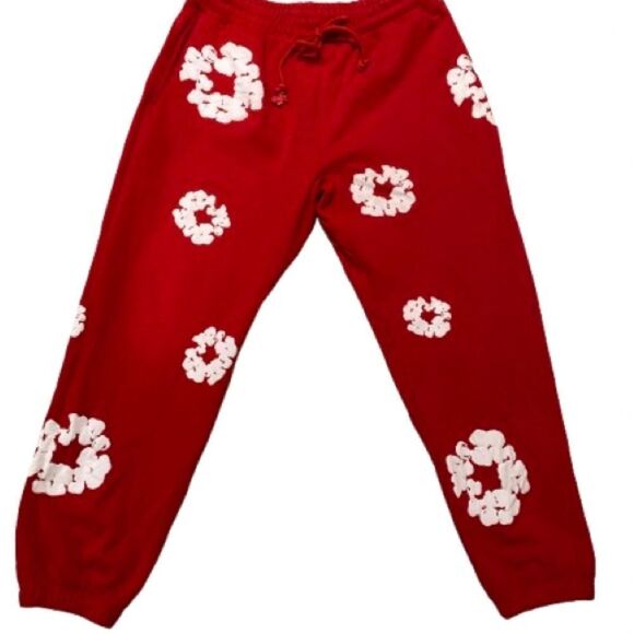 DENIM TEARS COTTON WREATH XL RED SWEATPANTS - Picture 1 of 3